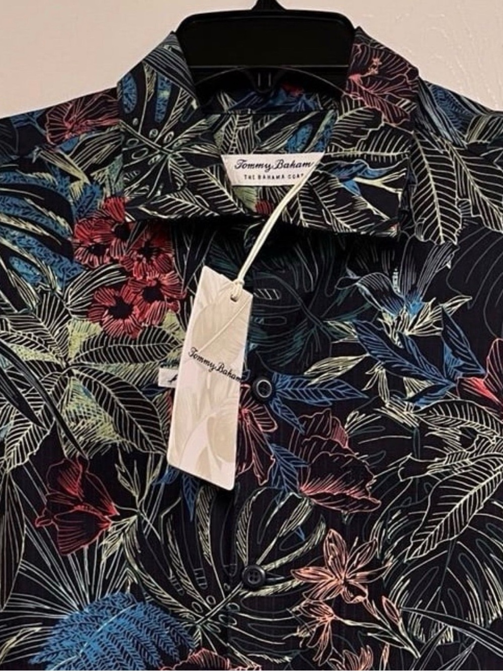 Tommy Bahama Men's Black Multicolor Tropical Print Shirt